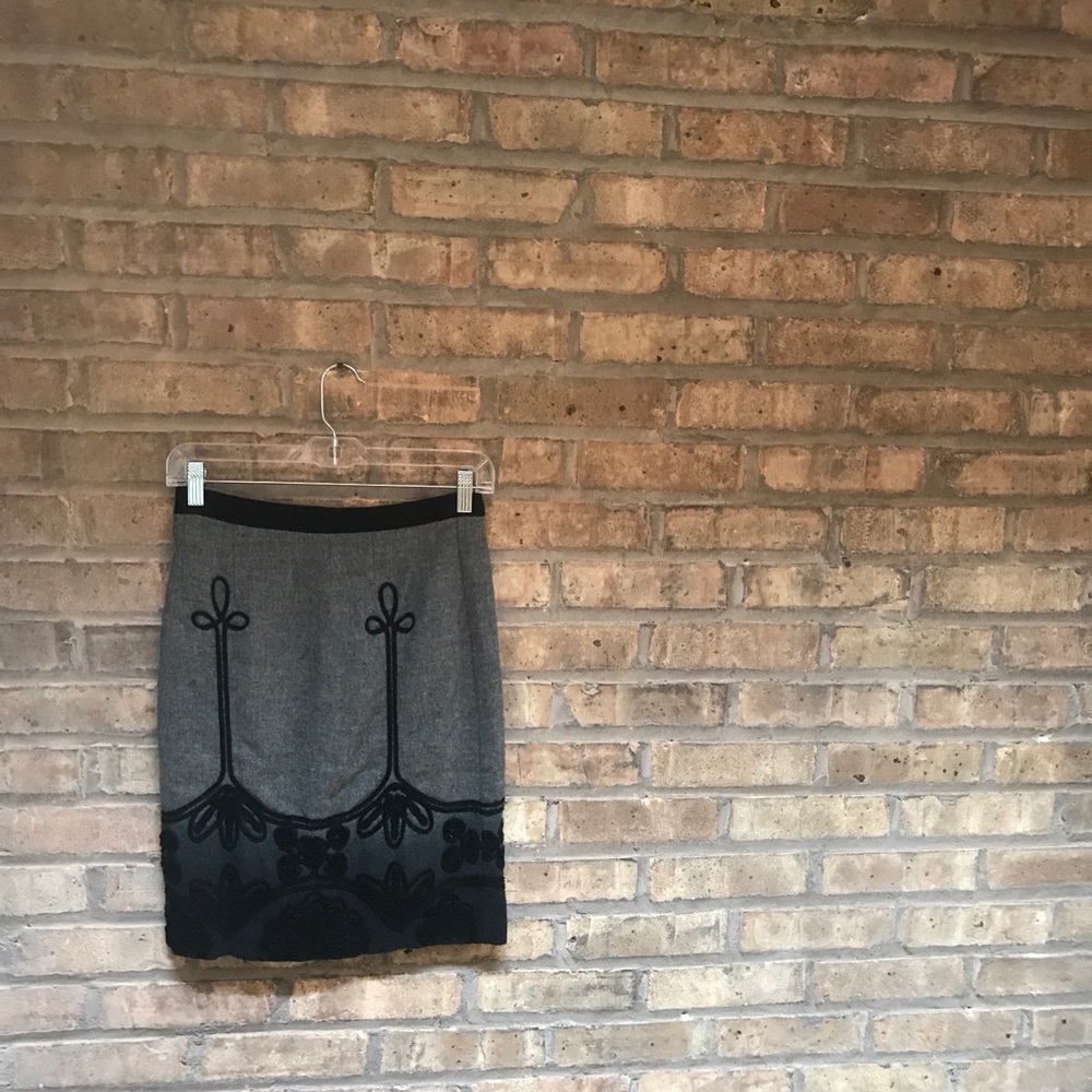 Nanette Lepore ➿ grey and black Embroidered Skirt